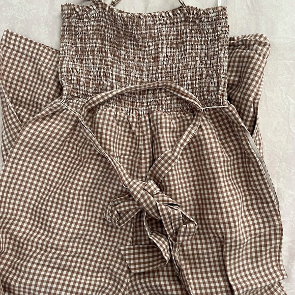 house of harlow 1960 plaid light salmon and white small jumpsuit - Picture 2 of 6